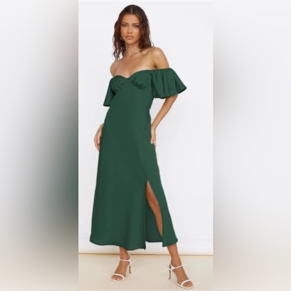Satin Off Shoulder Formal Wedding Elegant Butterfly Sleeve Split Cocktail Dress